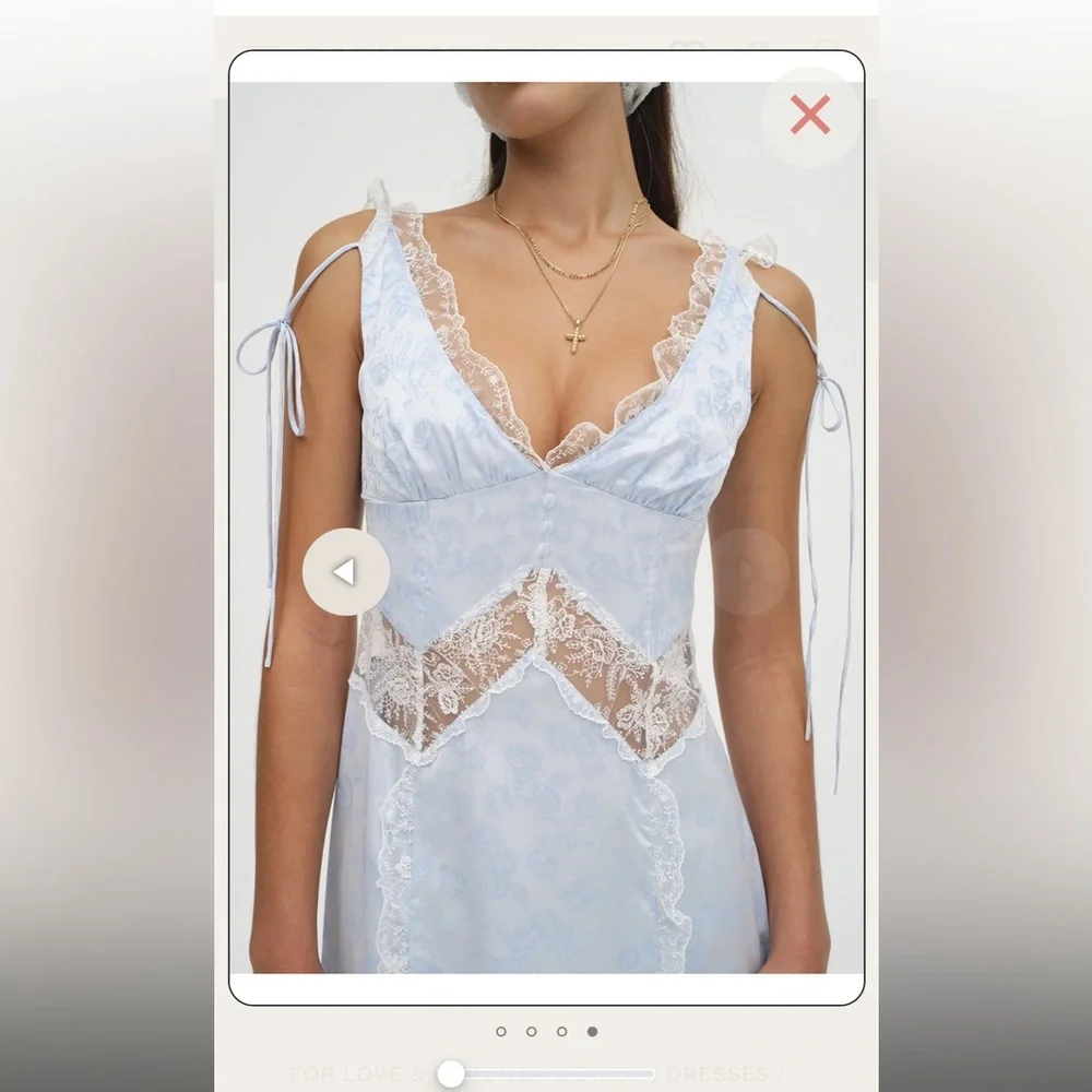 For Love And Lemons Blue Maxi Gown with Slits - Picture 4 of 6